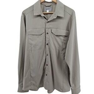33000ft Mens Button Up Relaxed Fit Khaki Shirt Sz L‎ Travel Outdoor Performance